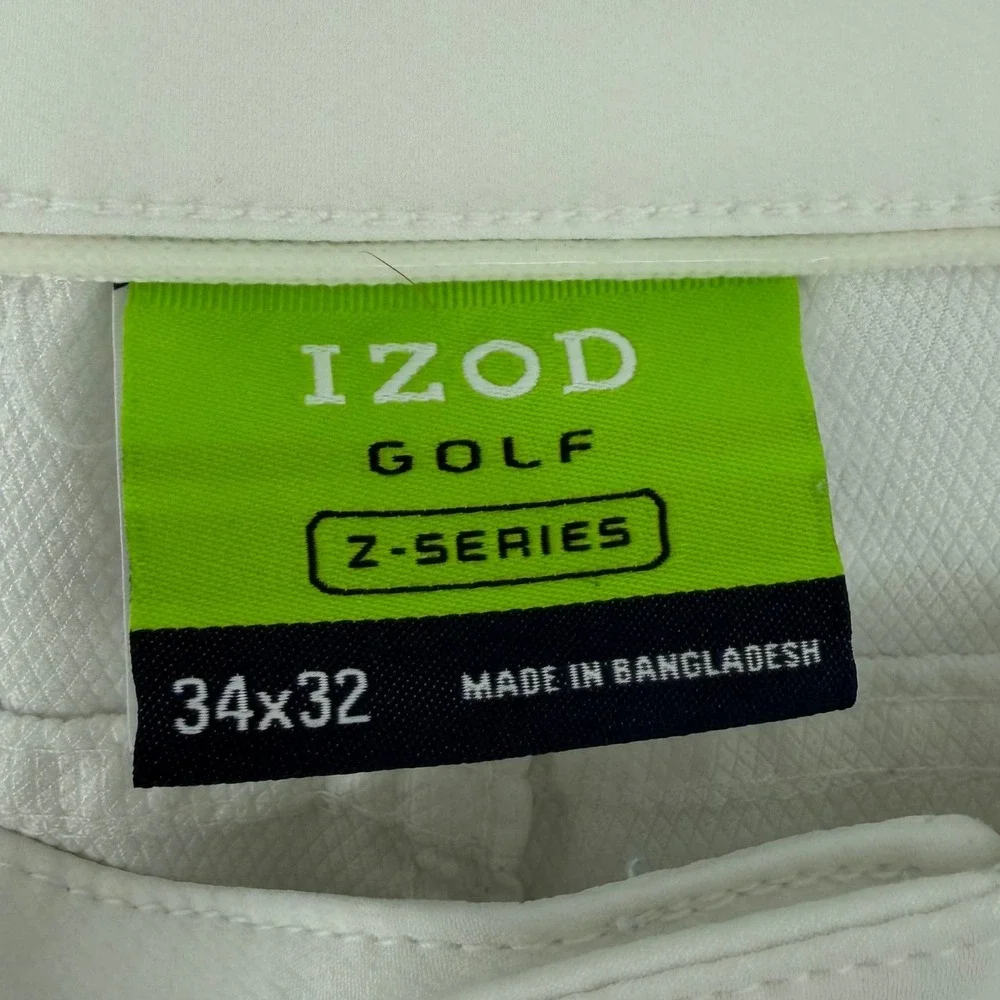 IZOD Golf Pants Mens 34x32 White Z-Series Performance‎ Stretch 5-Pocket Straight